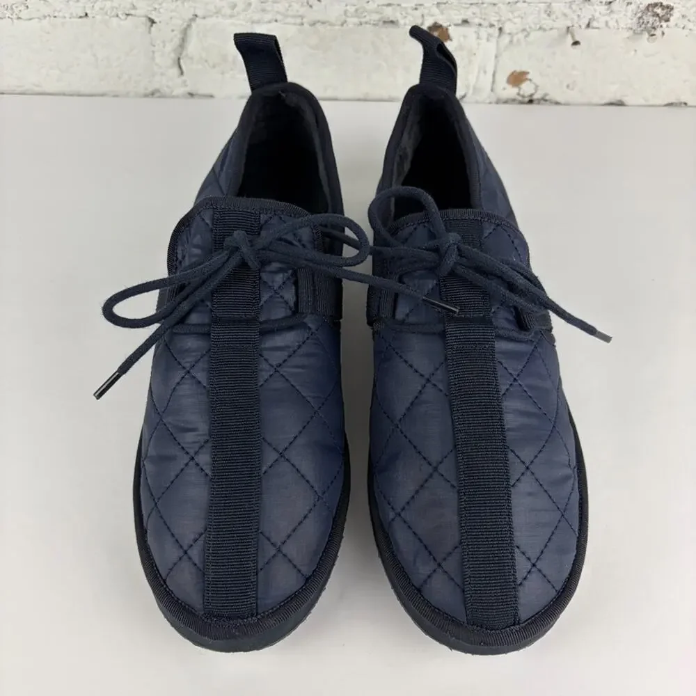 J. Crew Quilted Chore Blue Nylon Slip On Slipper Loafers 8